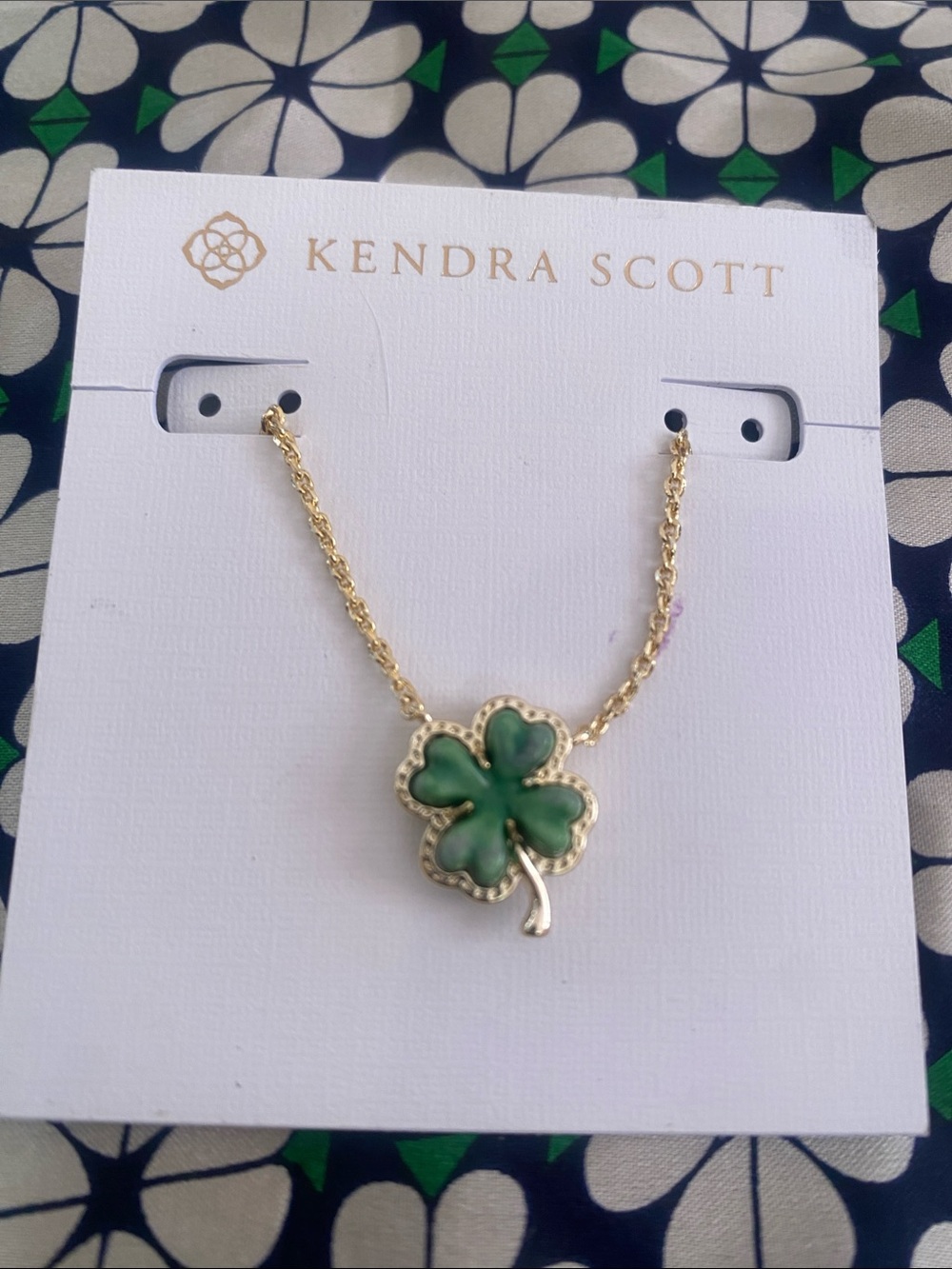 Kendra Scott Green Four-Leaf Clover Necklace - Gold